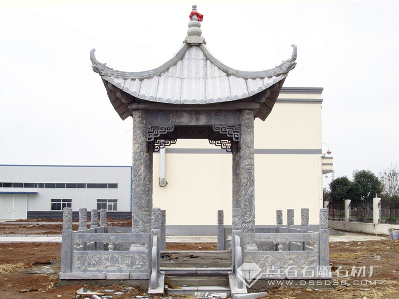 單層四方?jīng)鐾?青石正方形涼亭