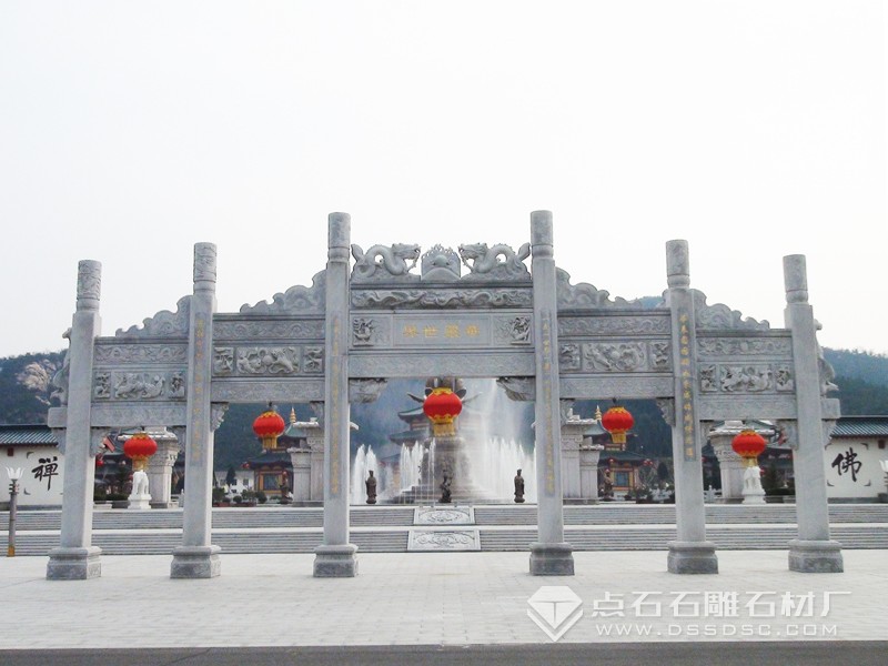 五門花崗巖石牌坊 芝麻灰