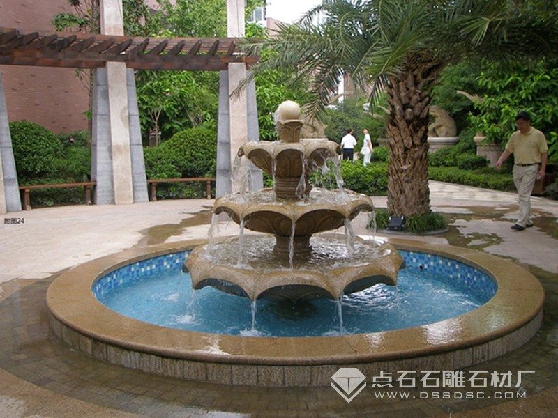 水缽 噴泉  黃金麻噴泉