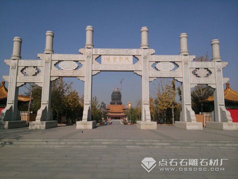 五門花崗巖石牌坊 五蓮紅