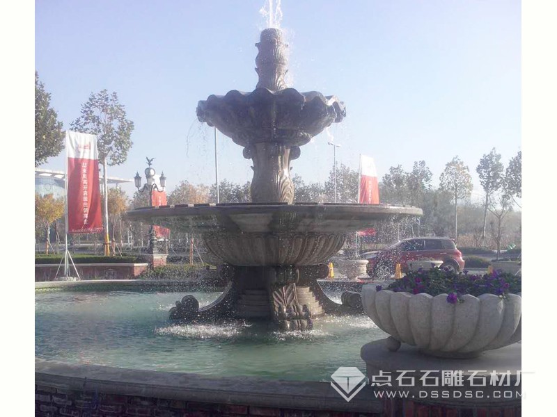 石雕噴泉 黃銹石噴泉