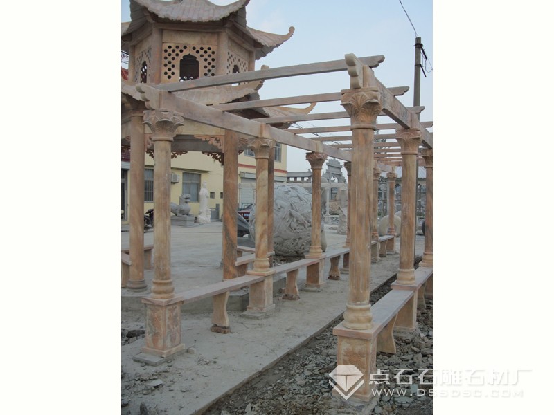 晚霞紅長廊 石雕葡萄架