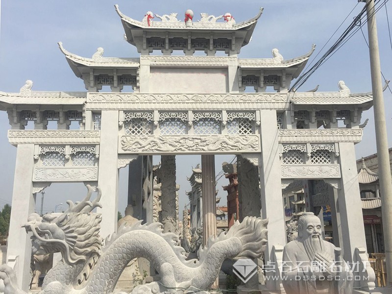 三門五樓花崗巖石牌坊 芝麻白