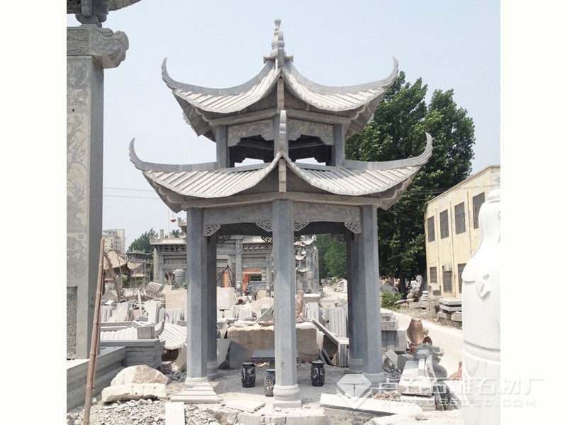 青石涼亭 石亭子 亭子